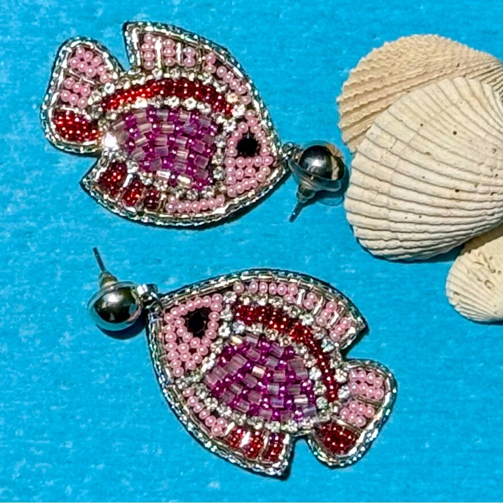 Bohemian Beadwork Earrings Handmade - Picture 1 of 5
